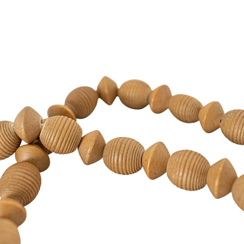 Ribbed Bead Garland Natural Wood & Cotton by Foreside Home & Garden, 6 of 8
