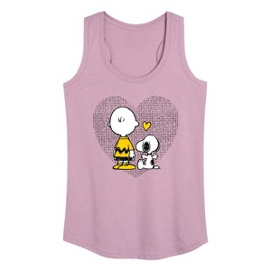 Women's - Peanuts - Charlie Snoopy Dot Heart Graphic Racerback Tank - 1 of 4