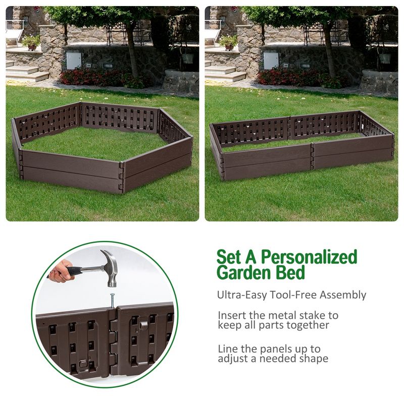 Tangkula 2PCS Planter Raised Bed Hexagon Garden Bed for Vegetable Flower Succulents Fruits 8 Inch Deep Weather Resistant Outdoor Rectangular, 5 of 11