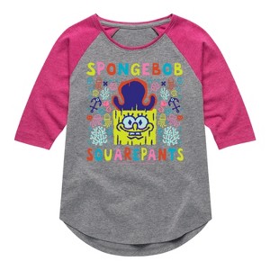 Girls' - Spongebob Squarepants - Spongebob: The Search For Squarepants Underworld Shirt Tail Raglan Graphic T-shirt - 1 of 4