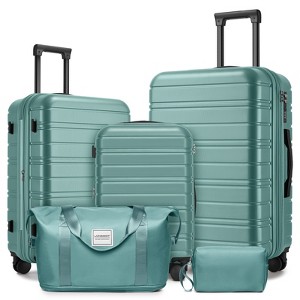 5-Piece Hardside Luggage Set, Expandable Spinner Wheels Suitcases with Duffel & Toiletry Bag (20"+24"+28") - ModernLuxe - 1 of 4