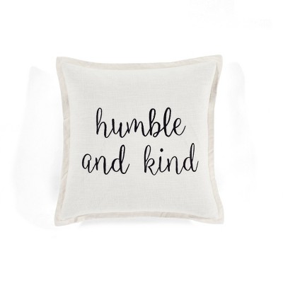 20"x20" Oversize 'Humble and Kind' Family-Friendly Square Throw Pillow Cover White - Lush Décor