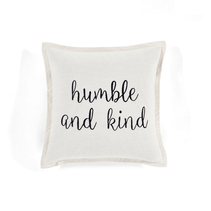 20&#34;x20&#34; Oversize &#39;Humble and Kind&#39; Family-Friendly Square Throw Pillow Cover White - Lush D&#233;cor, 1 of 11
