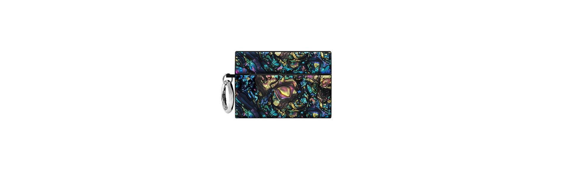 Flaunt Square AirPods Pro (1st/2nd gen.) Case - Abalone Shell with Silver Ring Clip