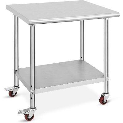 Stainless Steel Work Table–Adjustable Utility Kitchen Cart with Backsplash,Heavy Duty Equipment