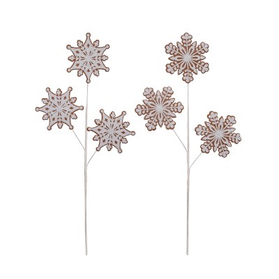 Transpac Polyester 26 in. Off-White Christmas Gingerbread Snowflake Cookie Pick Set of 2