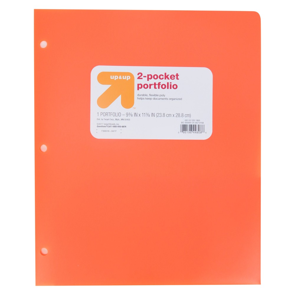 2 Pocket Plastic Folder Orange - Up&Up was $0.75 now $0.5 (33.0% off)
