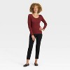 Women's Long Sleeve Lace Trim Scoop Neck Top - A New Day™ - 3 of 4