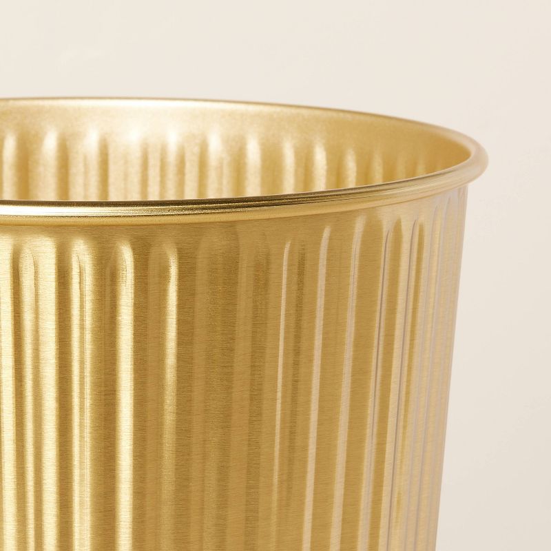 2.4gal Fluted Brass Bathroom Wastebasket Antique Finish - Hearth &#38; Hand&#8482; with Magnolia, 4 of 6