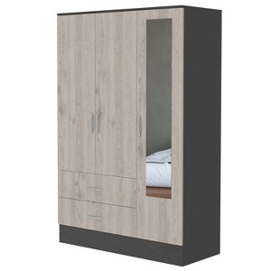 NicBex 71.12"H Armoire Wardrobe Closet Storage Cabinet with 3 Doors & Mirror & 2 Drawers for Bedroom, Gray - 1 of 4