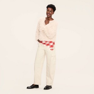 Women's Mid-Rise Barrel Leg Cargo Denim Pants - Woolrich x Target Cream - 1 of 3