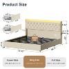 WOWLIVE Full/Queen/King Upholstered Platform Bed Frame with 4 Storage Drawers, Velvet Tufted Headboard with LED light & Charging Station - 2 of 4