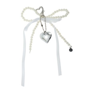 Unique Bargains Ribbon Bow Heart Handbag Charms Keychains 1 Pc - 1 of 4