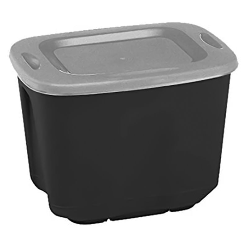 Homz Single 10 Gallon Durable Molded Plastic Garage Garden Kitchen Bedroom Storage Bin w/ Lid, Black/Gray, 1 of 6