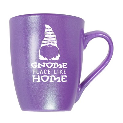 Elanze Designs Cute Witty Coffee Cup Mug 10 Ounce Ceramic With Shimmery Metallic Finish Gnome Place Like Home Passion Purple