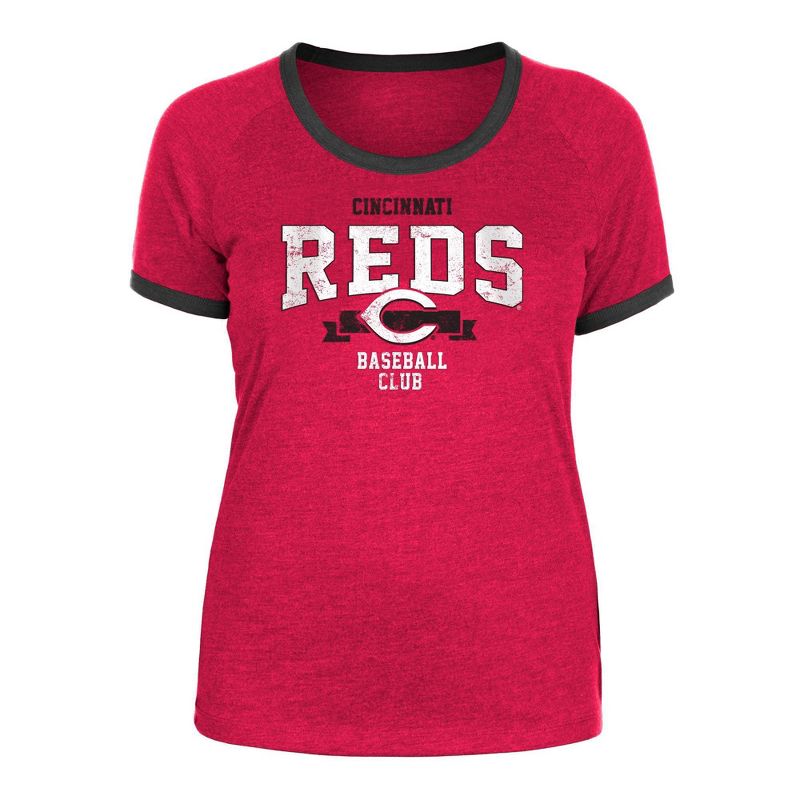MLB Cincinnati Reds Women&#39;s Heather Bi-Blend Ringer T-Shirt, 1 of 7