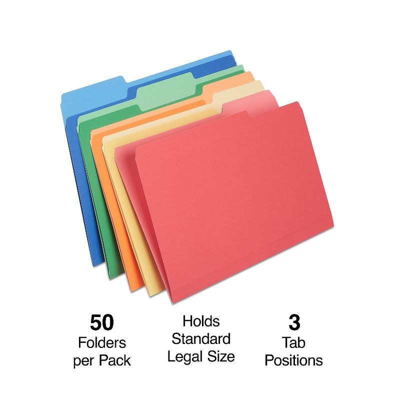 Staples Heavyweight Colored File Folders 3 Tab Legal 50/Box 810352, 2 of 5