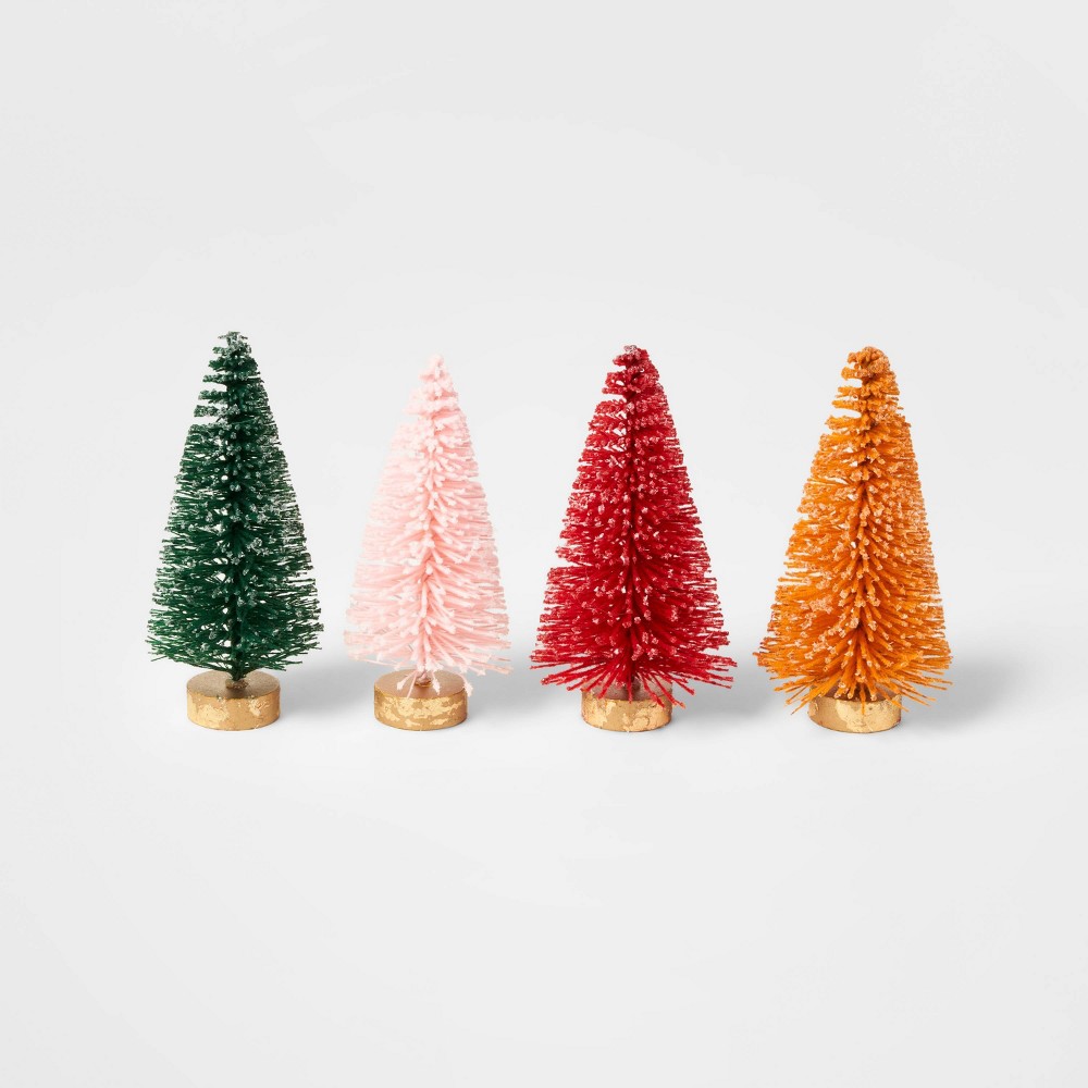 4pk Bottle Brush Christmas Tree Set - Wondershop