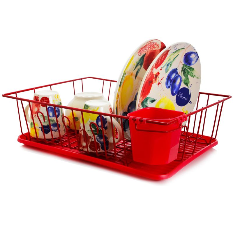 MegaChef 17.5 Inch Single Level Dish Rack with 14 Plate Positioners and a Detachable Utensil Holder, 3 of 7