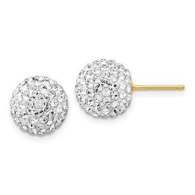 Black Bow Jewelry 10mm Crystal Ball Earrings with a 14k Yellow Gold Post