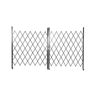 Aluminum Single Folding Security Gate, Flexible Expanding Security Gate, Folding Driveway Door Gate, 360°Rolling Barricade Gate, Black - 1 of 4