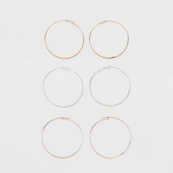 Thin Hoops Earring Set 3ct - A New Day™