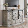 TV Stands for Living Room, Television Stands with Large 4 Drawers & Bar Handles, Farmhouse Entertainment Center with Sliding Barn Doors - 2 of 4