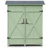 Outdoor Shed Storage Cabinet, Wooden Tool Storage Shed with 2 Removable Shelves, 3 Hooks, Double Door Outside Storage Cabinet for Garden, Patio, Yard - 3 of 4