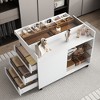 43.3"W Dresser Movable Storage Cabinet Island Vanity with Side Drawers, Glass Display Shelves, White -HABITRIO - 2 of 4