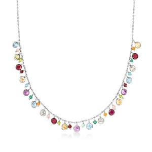 Ross-Simons 12.40 ct. t.w. Multi-Gemstone Necklace in Sterling Silver Size 18 - 1 of 4