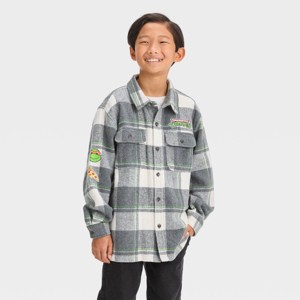 Boys' Teenage Mutant Ninja Turtles Shacket - Green/Charcoal Gray - 1 of 3