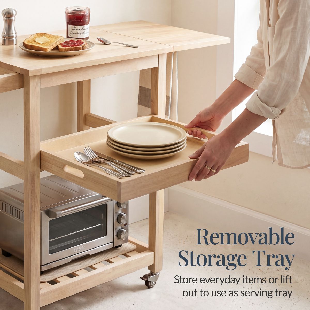 Best Choice Products Rolling Kitchen Island Cart W/Shelves, Drop Leaf Extension, Towel Rack, Locking Wheels - thumbnail 5