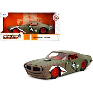 1972 Pontiac Firebird #9 Green Camouflage Flames with Graphics and Red Interior "Bigtime Muscle" 1/24 Diecast Model Car by Jada - 1 of 4