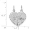 Black Bow Jewelry 14k White Gold Best Friend Heart Set of 2 Charm or Pendants, 17mm - 4 of 4