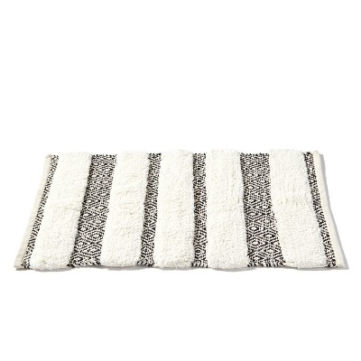 Buy Arbor Stripe Tassel Cotton Tufted Rug Grey & Ivory