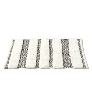 Geo Striped Bath Rug Black/White - SKL Home: Cotton Loomed, Machine Washable, No Backing, 1'8"x2'6" - 1 of 4