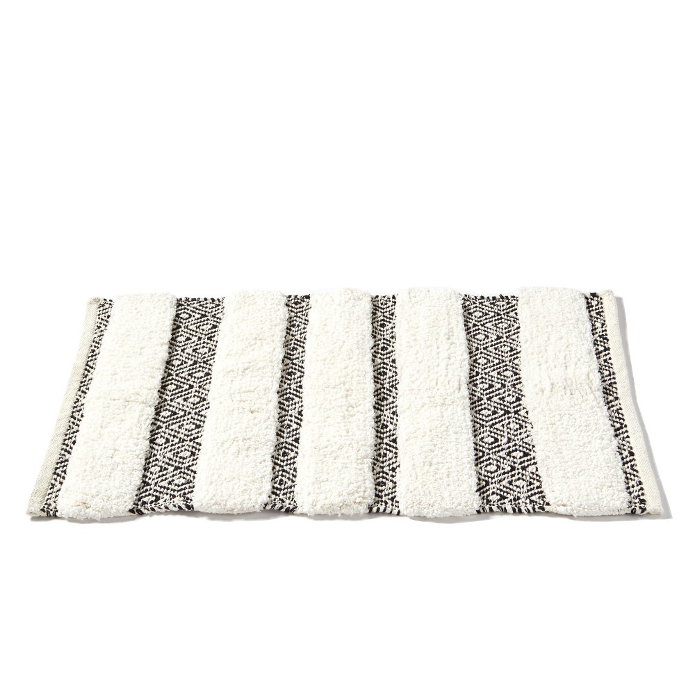Geo Striped Bath Rug Black/White SKL Home
