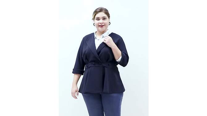 Agnes Orinda Women's Plus Size Ruffle Peplum Ruched Curvy Formal Outfits Blazers, 2 of 7, play video
