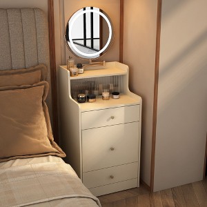 PAGED Vanity Desk Practical Dressing Table with Mirror, Jewelry Box and Drawers for Small Space - 1 of 4