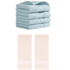 REGALWOVEN Solid Striped Cotton Soft Absorbent Hand Towels for Bath Hotel Spa 13" x 29" - 1 of 4
