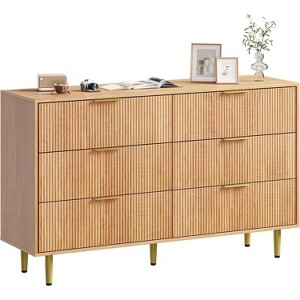 TackView Fluted Dresser with Drawers - Wooden Chest with Metal Handle & Feet for Bedroom, Living Room & Hallway - 1 of 4