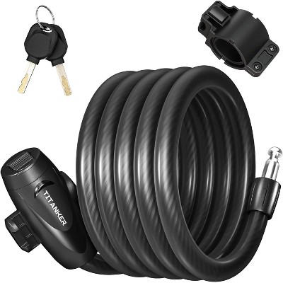Bike Lock, 1/2 Inch Thick Bike Lock Cable Coiled Secure Bicycle Lock with Keys Scooter Lock Bike Locks Heavy Duty Anti Theft