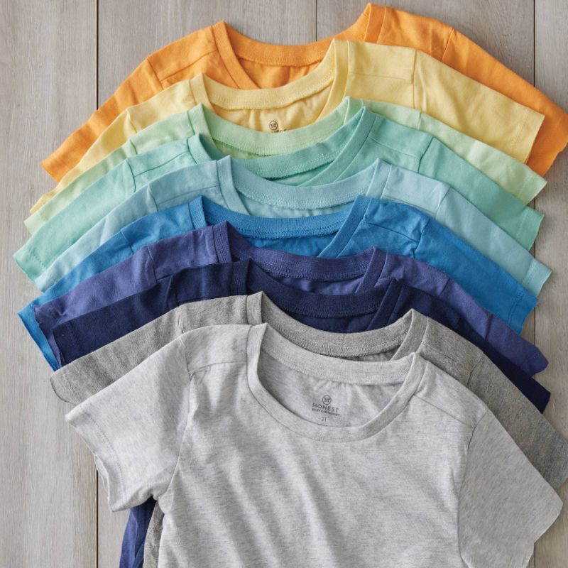 Honest Baby Boys' 8pk Rainbow Organic Cotton Short Sleeve T-Shirt - Blue/Gray/Yellow, 3 of 4