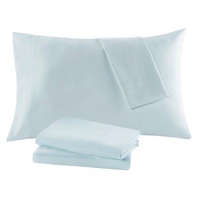 Full Blue Damask Microfiber Bed in a Bag Set