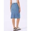 INSPIRE CHIC Women's Denim High Waist Back Slit Stretch Midi Skirts with Pockets - 3 of 4