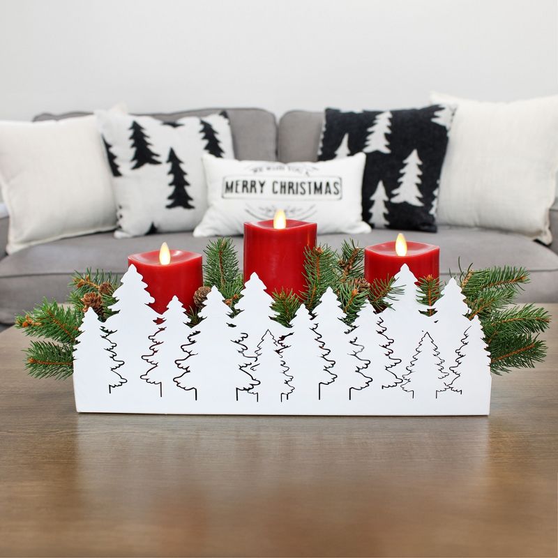 AuldHome Design White Christmas Tree Galvanized Tray Painted Farmhouse Decor Winter Metal Tray, 16 x 4 x 6 Inches, 5 of 9