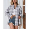 Coolmee Women's Button Down Flannel Shirts Plaid Shacket Long Sleeve Collared Business Casual Tops Work Blouses - 3 of 4