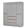 Keloyid Gray Wood 62.99 in. Armoire with 3 Drawers, 5 Shelves and Hanging Rails - 2 of 4