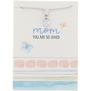 Pavilion Gift Company - Mom White Crystal - 16.5"-18.5" White Gold Plated Necklace with Cubic Zirconia Stones - Necklaces - 1 of 4