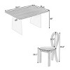 7 PCS Space-Saving Design Dining Set, Dining Table with Trestle Base, Mermaid-Back Chairs with Rubber Wood Frame and Cushion-Coolbibila - 4 of 4